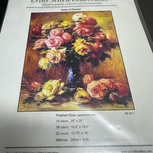 Cross Stitch Collectibles Patterns Vase of Roses